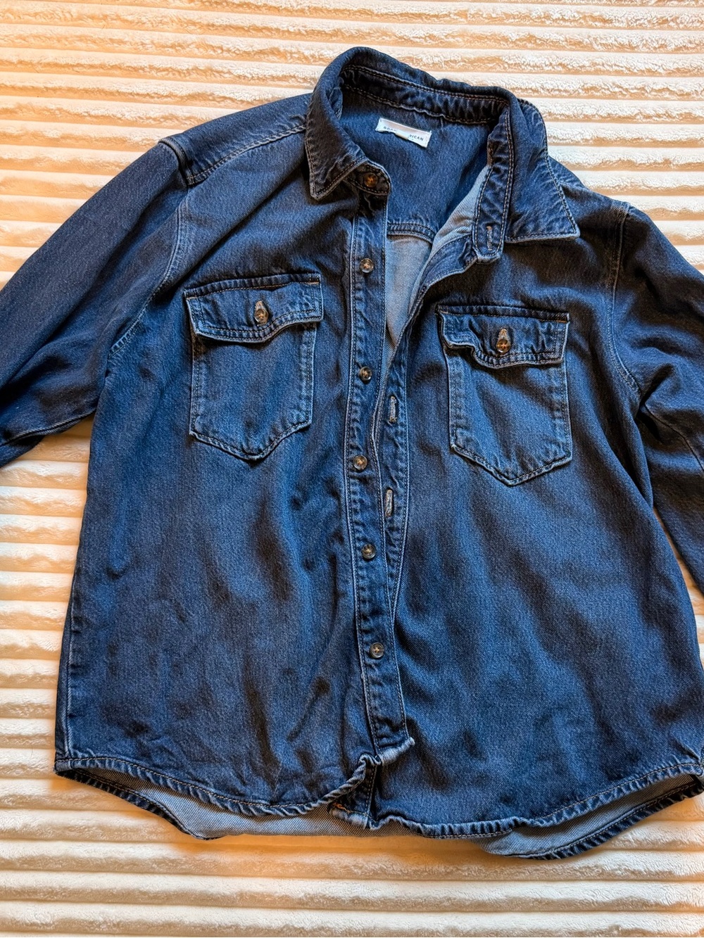Good American Dark Wash Denim Button-Up Shirt